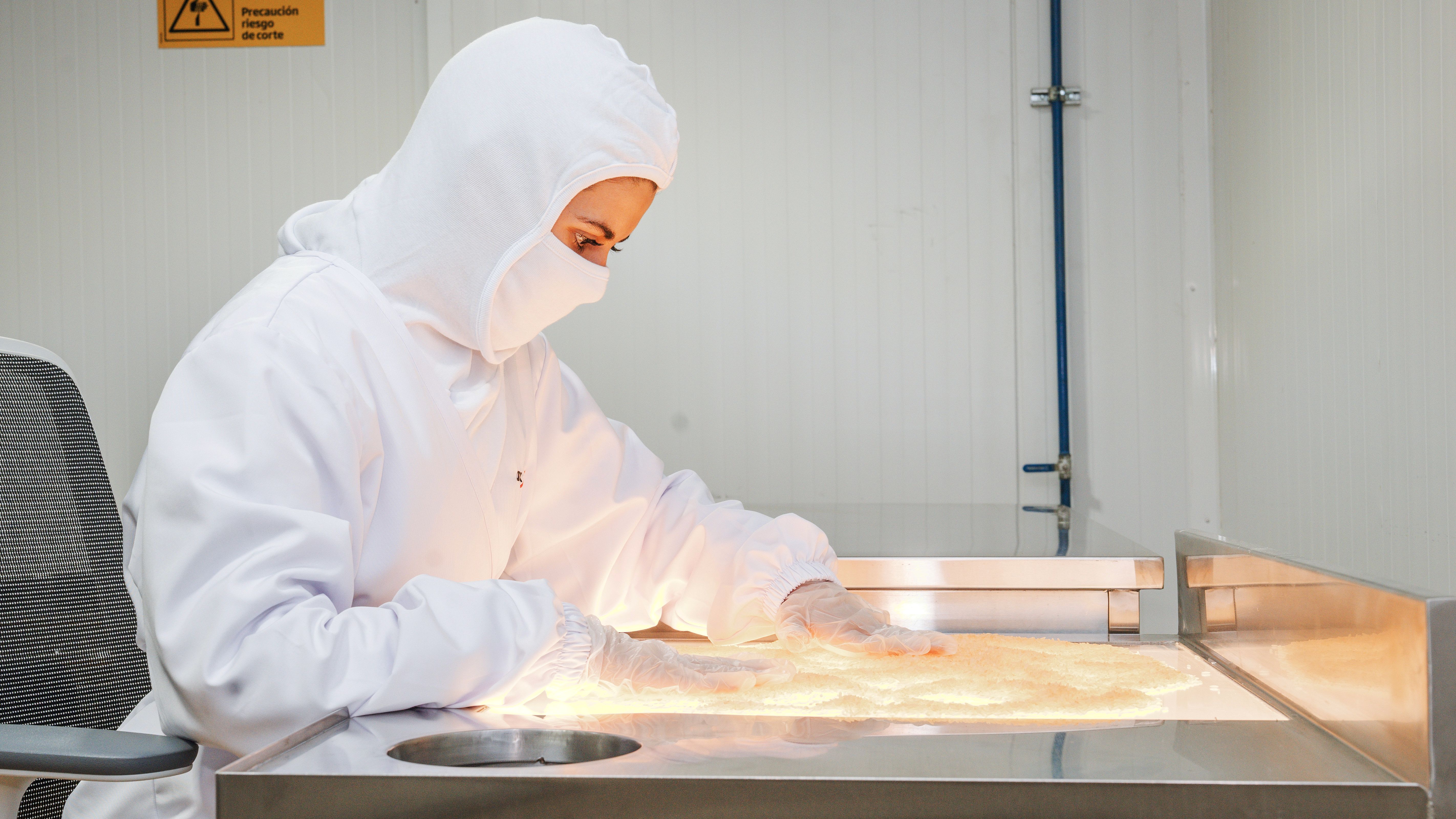Aramark employee at the new production facility